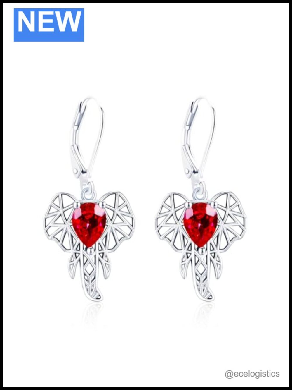Sterling Silver Animal Drop Earrings Ruby Elephant Hummingbird Owl Cat Turtle